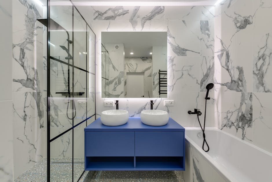 Bathroom remodeling contractor at work